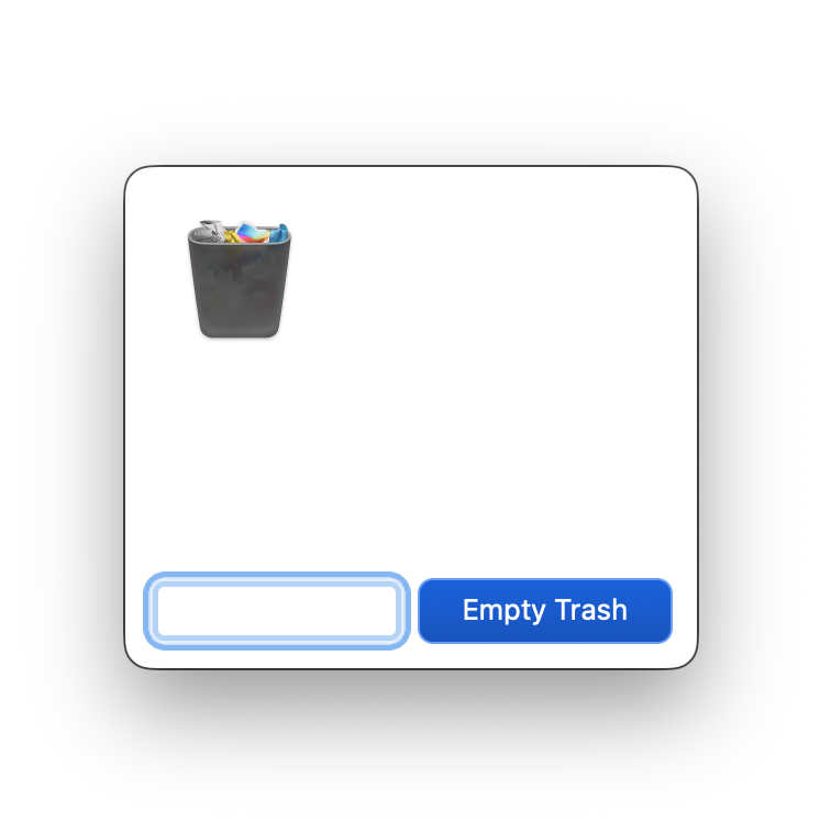 The "empty trash" dialog in front of a white background.